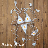 Women daisy applique crochet mini bikini Swimwear set