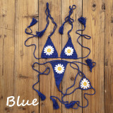Women daisy applique crochet mini bikini Swimwear set