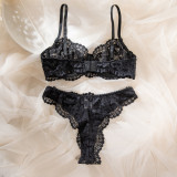 Women Lace Lace Hollow Bra Sexy Lingerie Two-Piece Set
