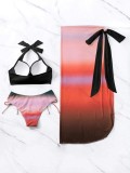 Sexy Two Pieces Bikini Mesh Long Skirt Three-Piece Women's Swimsuit