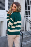 Plus Size Women Stripe Patchwork Sweater