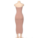Summer Women Contrast Color Suspender Sexy Backless Bodycon Dress