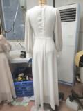 Women Solid V-neck irregular hem long-sleeved dress