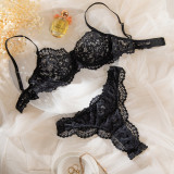 Women Lace Lace Hollow Bra Sexy Lingerie Two-Piece Set