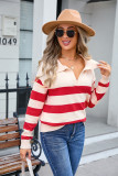 Plus Size Women Stripe Patchwork Sweater