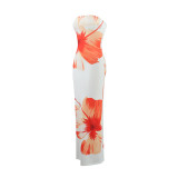 Women summer sexy strapless holidays maxi dress