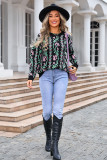 Women Jacquard Branch Round Neck Floral Sweater