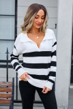 Plus Size Women Stripe Patchwork Sweater