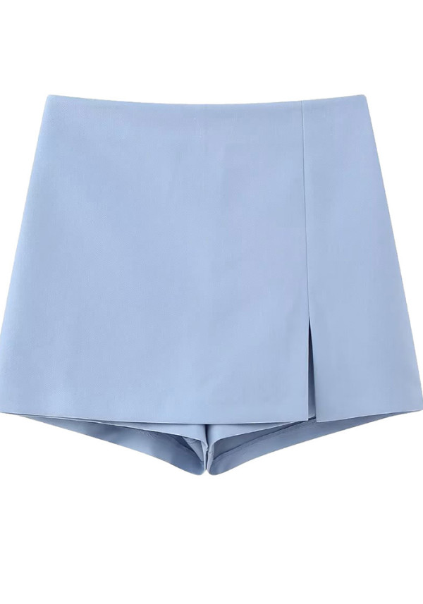 Solid color High Waist Slit Mini Culottes