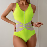 Women solid bikini one-piece Swimwear