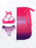 Sexy Two Pieces Bikini Mesh Long Skirt Three-Piece Women's Swimsuit