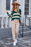Plus Size Women Stripe Patchwork Sweater