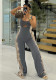 Women's Summer Casual Hollow Sleeveless Tassel Jumpsuit