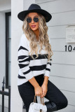 Plus Size Women Stripe Patchwork Sweater