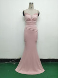 Women Satin Beaded Evening Dress
