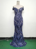 Women Off Shoulder Sequins Evening Dress