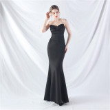 Women Sexy Off Shoulder Satin Evening Dress