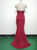 Women Satin Beaded Evening Dress
