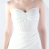 Women Fishbone Vest Off Shoulder Evening Dress