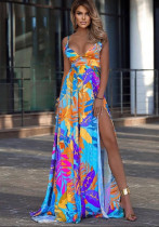 Women leaf bohemian suspender strapless dress