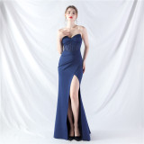 Women Fishbone Vest Off Shoulder Evening Dress