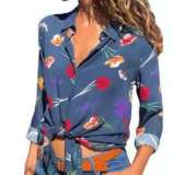 Women Casual Long Sleeve Color Block Shirt