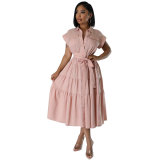 Women Casual Summer Short Sleeve Shirt Dress