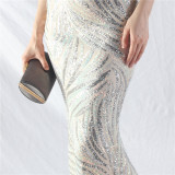 Women Off Shoulder Sequins Evening Dress