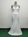 Women Satin Beaded Evening Dress