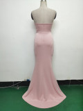 Women Satin Beaded Evening Dress