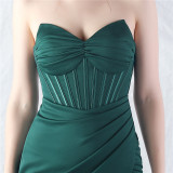 Women Fishbone Vest Off Shoulder Evening Dress