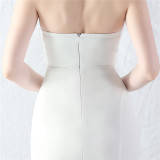 Women Fishbone Vest Off Shoulder Evening Dress