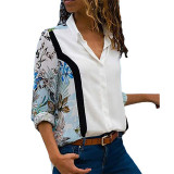 Women Casual Long Sleeve Color Block Shirt