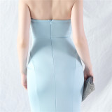 Women Fishbone Vest Off Shoulder Evening Dress