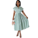 Women Casual Summer Short Sleeve Shirt Dress