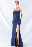 Women Fishbone Vest Off Shoulder Evening Dress