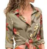 Women Casual Long Sleeve Color Block Shirt
