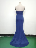 Women Satin Beaded Evening Dress