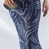 Women Off Shoulder Sequins Evening Dress