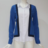 Women Casual Long Sleeve Color Block Shirt