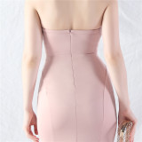 Women Fishbone Vest Off Shoulder Evening Dress