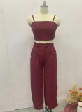 Women Summer Solid Career Vest and Pants Three-Piece Set