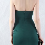 Women Fishbone Vest Off Shoulder Evening Dress