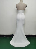 Women Satin Beaded Evening Dress