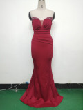 Women Satin Beaded Evening Dress