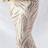Women Off Shoulder Sequins Evening Dress