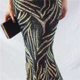 Women Off Shoulder Sequins Evening Dress