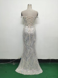 Women Off Shoulder Sequins Evening Dress