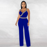 Solid Color Sexy Strap Women Jumpsuit