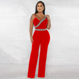 Solid Color Sexy Strap Women Jumpsuit